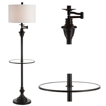 Cora 60" Metal/Glass LED Side Table and Floor Lamp - JONATHAN Y